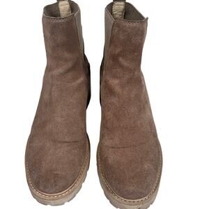 Dolce Vita Haddie Wedge Chelsea Ankle Boot Tan Suede Leather Women's 8.5M